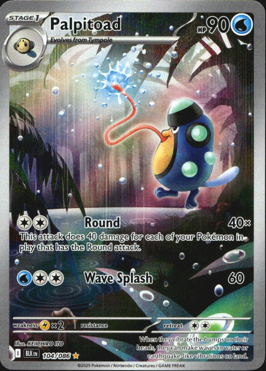 Palpitoad 104/086 Illustration Rare Black Bolt Pokemon Near Mint