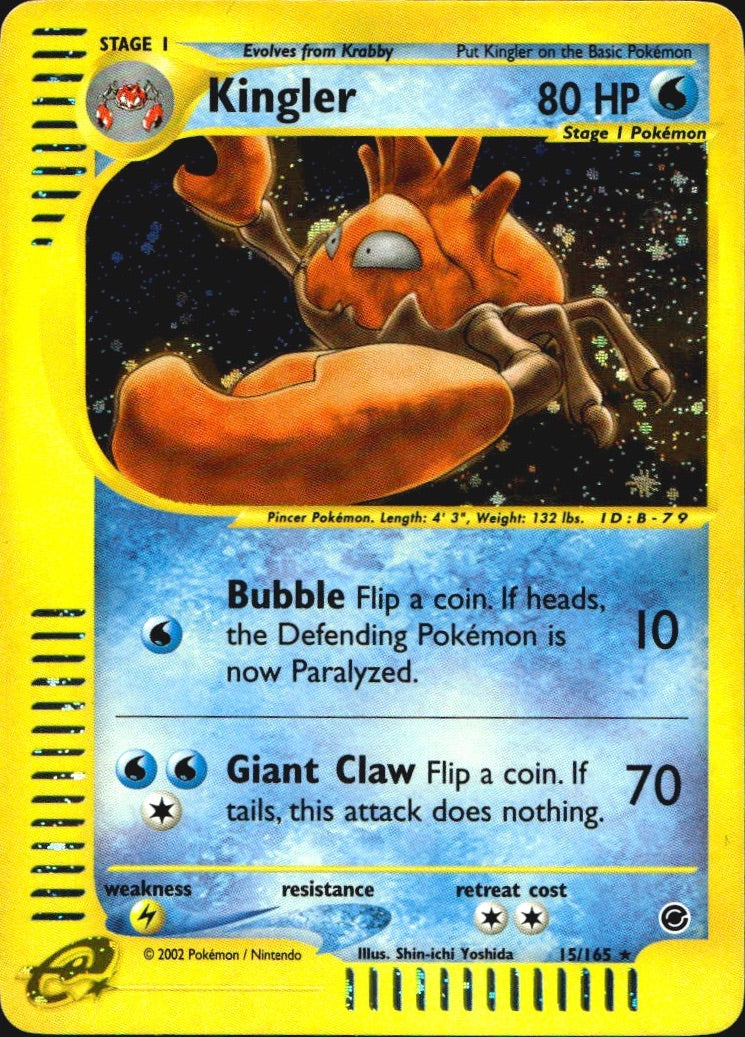 Kingler 15/165 Holo Rare Expedition Base Set Pokemon Near Mint