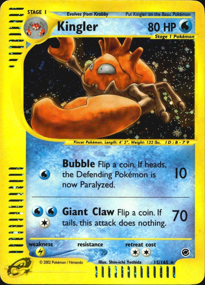 Kingler 15/165 Holo Rare Expedition Base Set Pokemon Near Mint