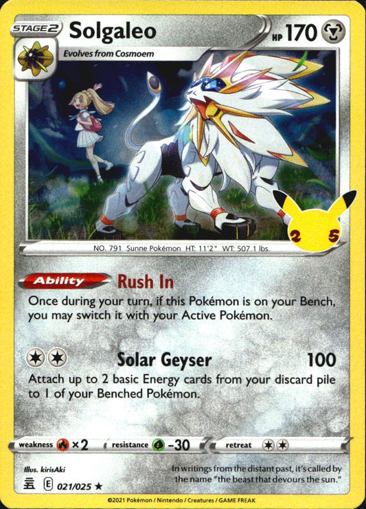 Solgaleo 021/025 Holo Rare Celebrations Pokemon Near Mint