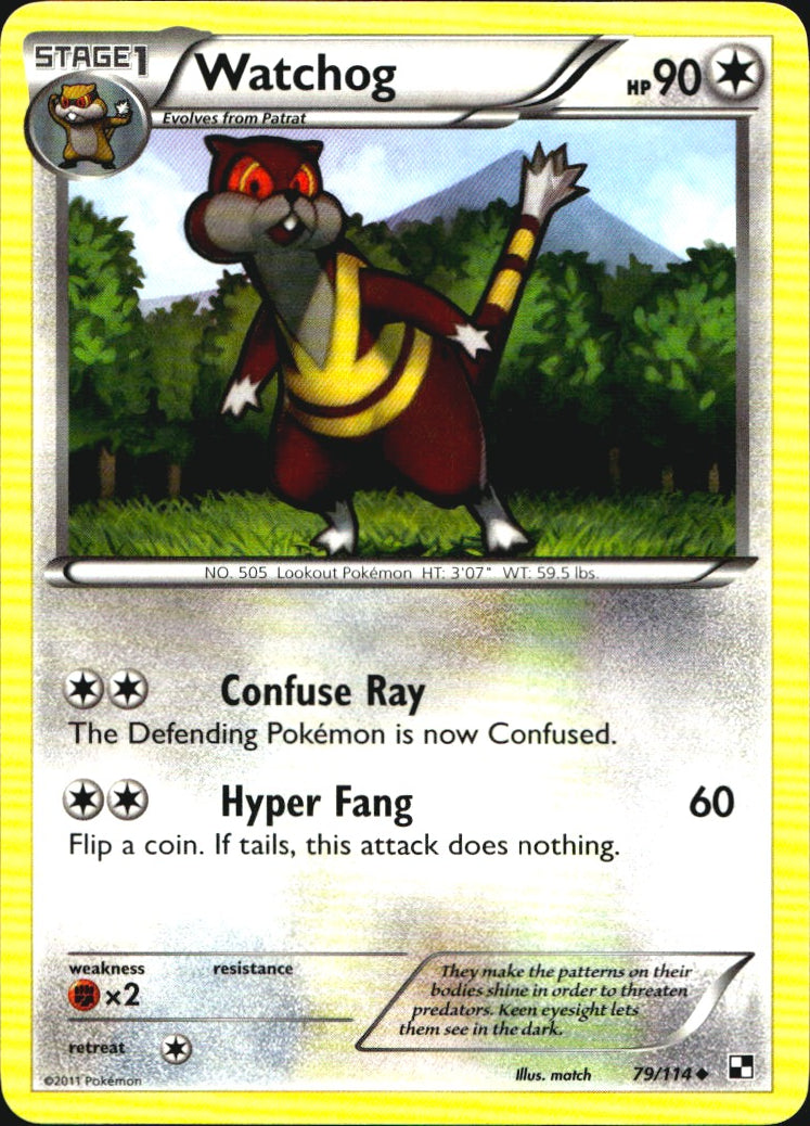 Watchog 79/114 Uncommon Black & White Pokemon Near Mint