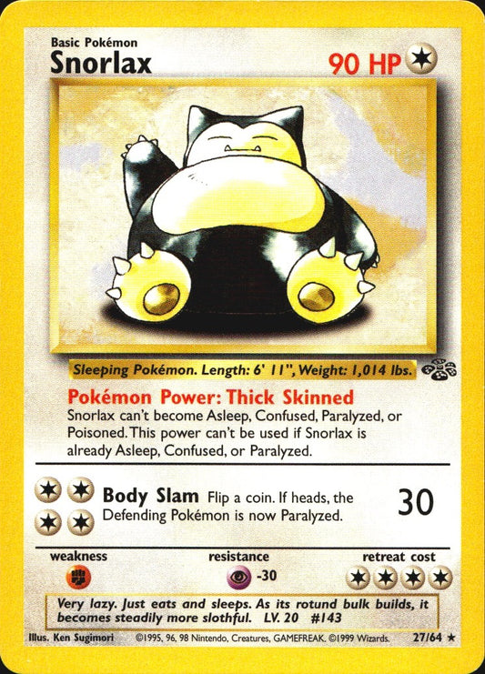 Snorlax 27/64 Rare Jungle Pokemon Near Mint