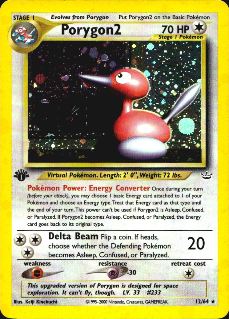 Porygon2 12/64 Holo Rare Neo Revelation Pokemon 1st Edition Holo Near Mint