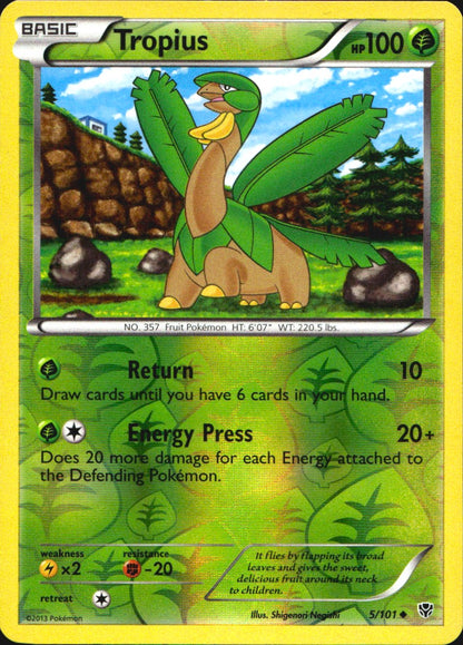 Tropius 5/101 Uncommon Plasma Blast Pokemon Reverse Holo Near Mint
