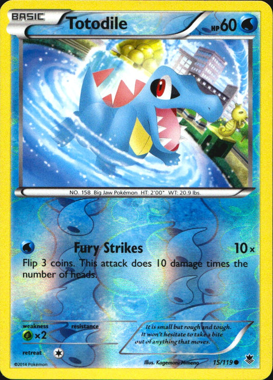Totodile 15/119 Common Phantom Forces Pokemon Reverse Holo Near Mint