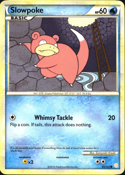 Slowpoke 81/123 Common HeartGold & SoulSilver Pokemon Near Mint