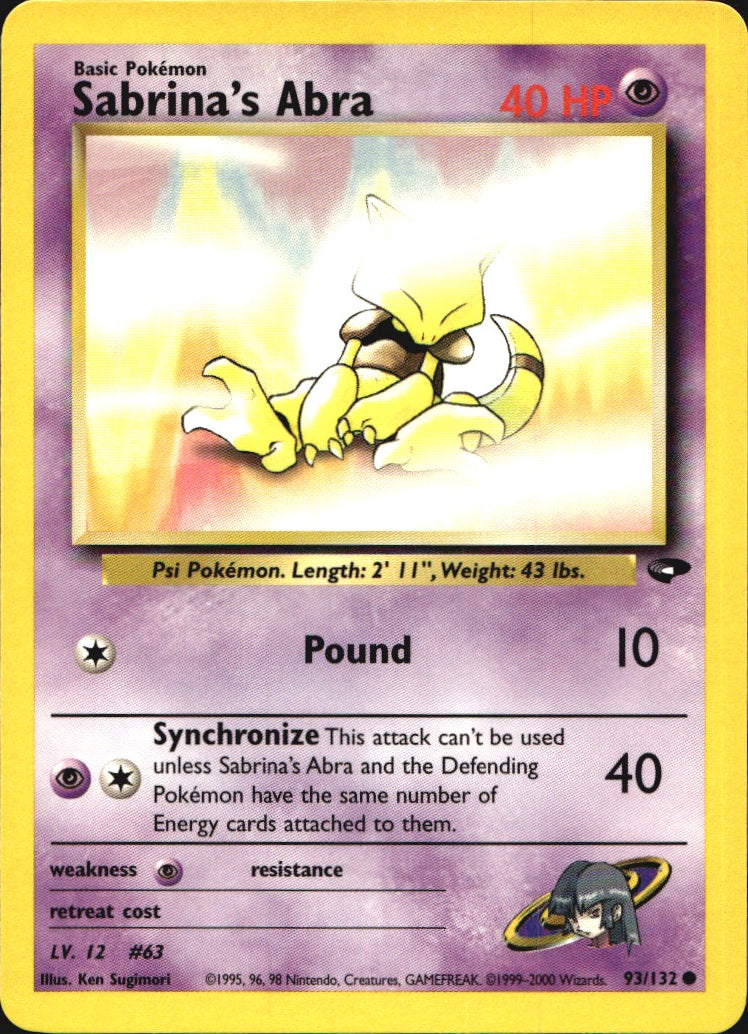 Sabrina's Abra 93/132 Common Gym Challenge Pokemon Near Mint