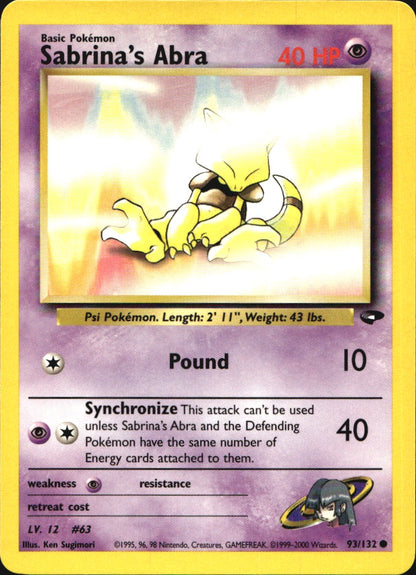 Sabrina's Abra 93/132 Common Gym Challenge Pokemon Near Mint