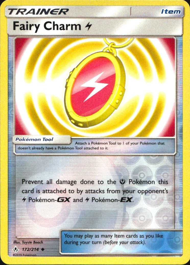 Fairy Charm Lightning 172/214 Uncommon Unbroken Bonds Pokemon Reverse Holo NM