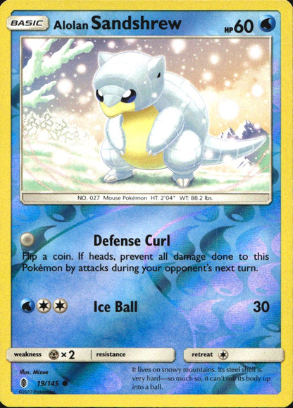 Alolan Sandshrew 19/145 Common Guardians Rising Pokemon Reverse Holo Near Mint