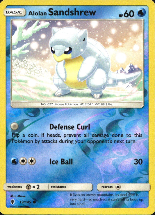 Alolan Sandshrew 19/145 Common Guardians Rising Pokemon Reverse Holo Near Mint