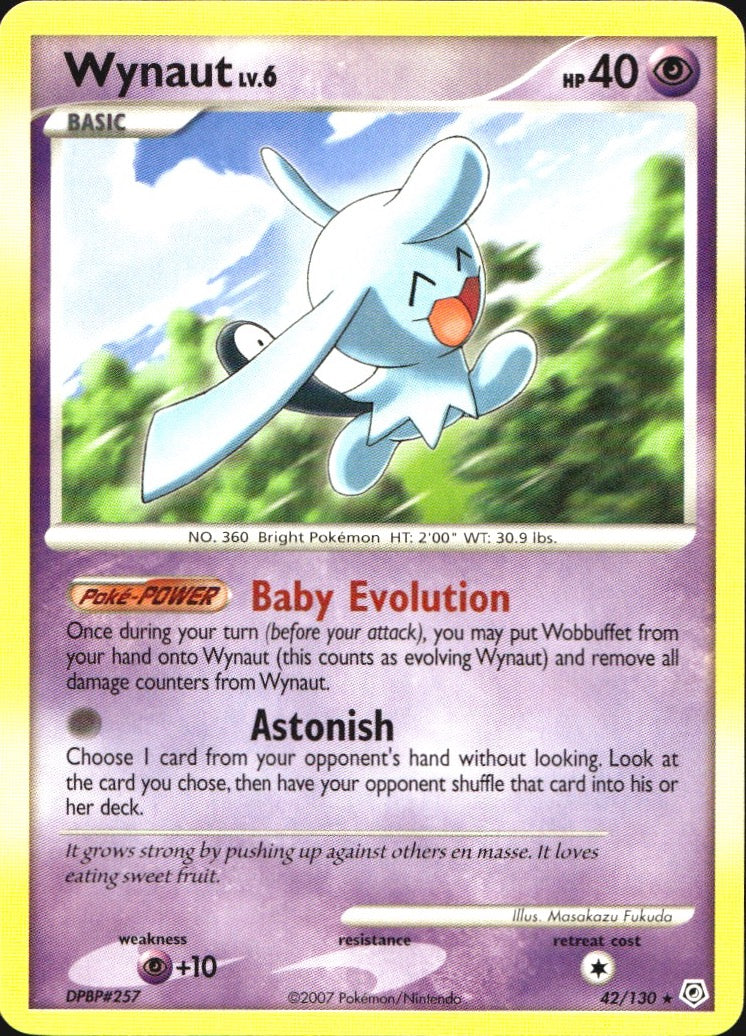Wynaut 42/130 Rare Diamond & Pearl Pokemon Near Mint