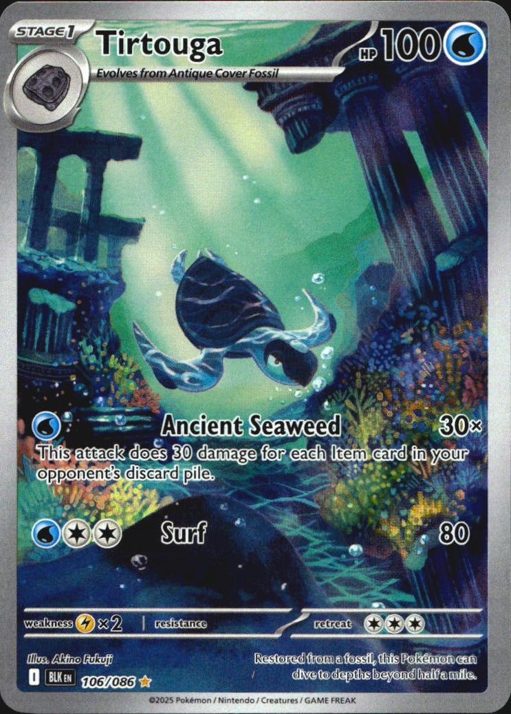 Tirtouga 106/086 Illustration Rare Black Bolt Pokemon Near Mint