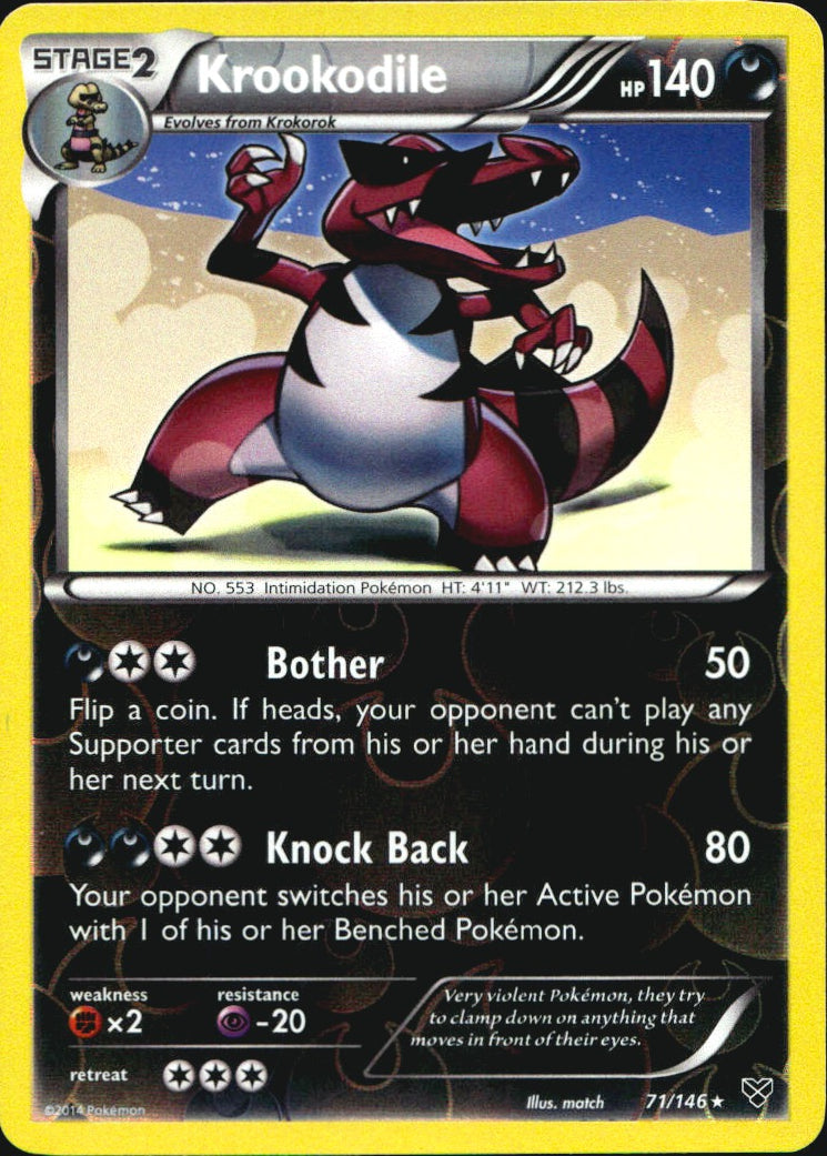 Krookodile 71/146 Rare XY Pokemon Reverse Holo Near Mint