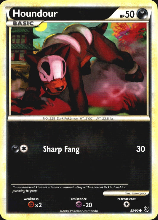 Houndour 53/90 Common HGSS Undaunted Pokemon Near Mint