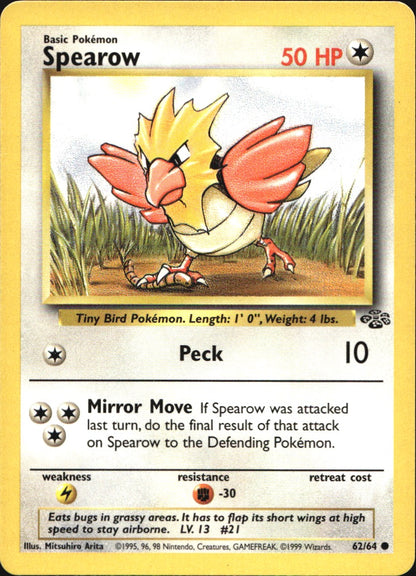 Spearow 62/64 Common Jungle Pokemon Near Mint