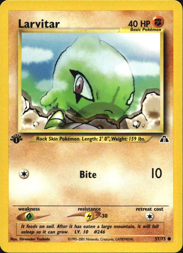 Larvitar 57/75 Common Neo Discovery Pokemon 1st Edition Near Mint