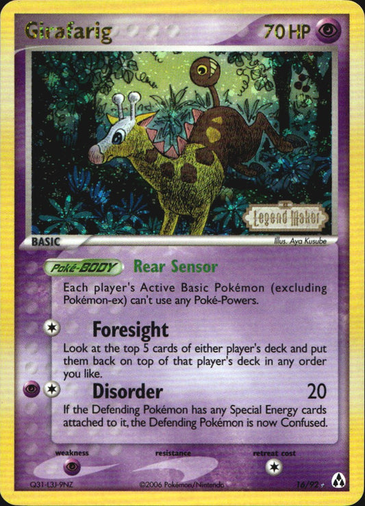 Girafarig 16/92 Rare Legend Maker Pokemon Reverse Holo Near Mint