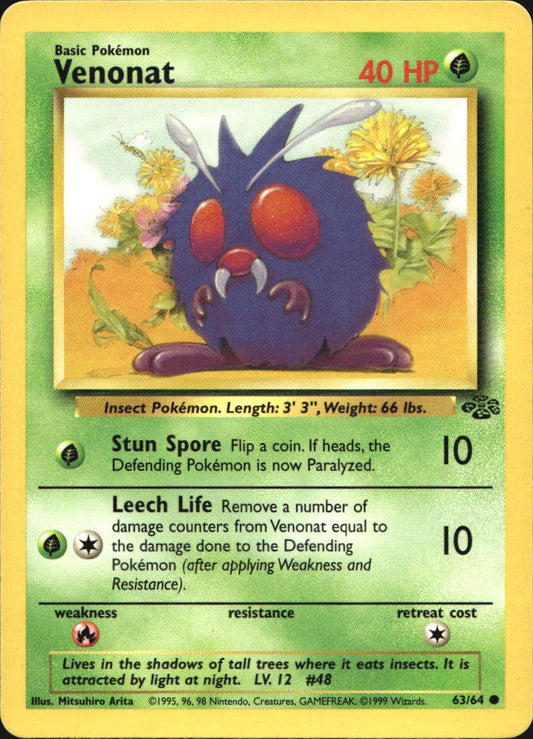 Venonat 63/64 Common Jungle Pokemon Near Mint