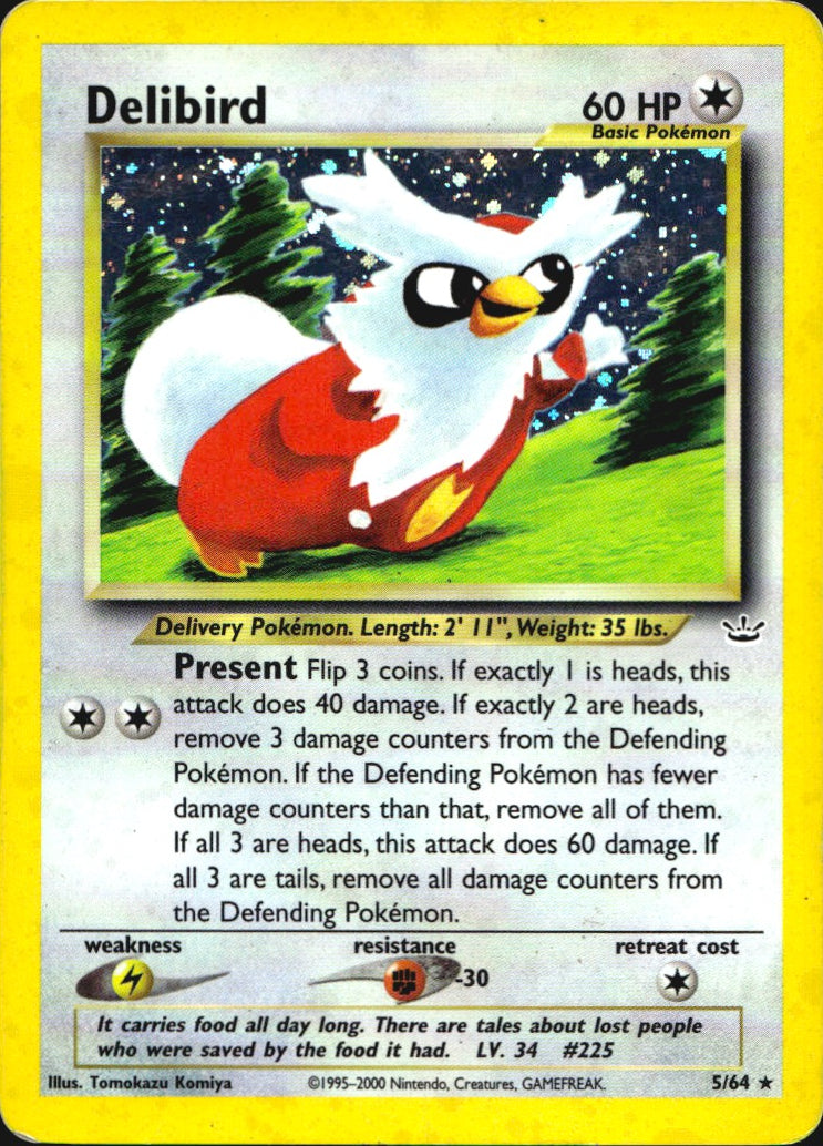 Delibird 5/64 Holo Rare Neo Revelation Pokemon Heavily Played