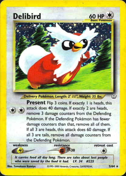 Delibird 5/64 Holo Rare Neo Revelation Pokemon Heavily Played