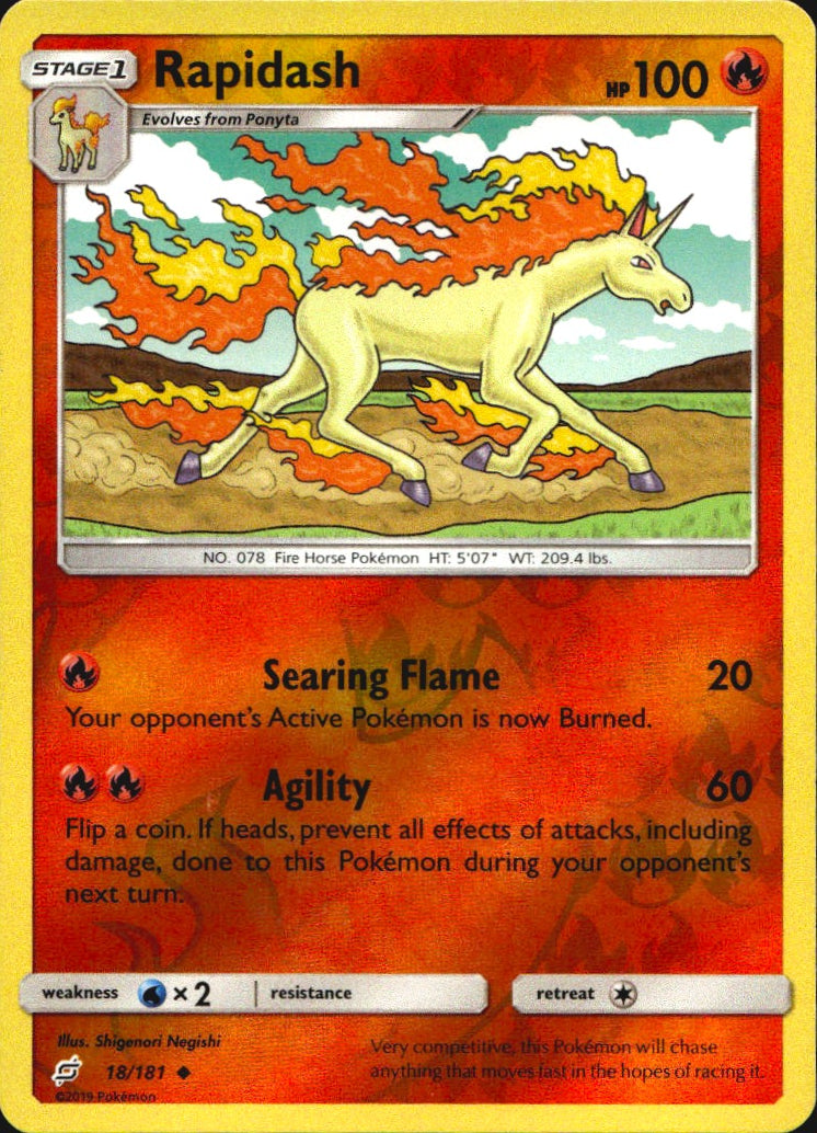 Rapidash 18/181 Uncommon Team Up Pokemon Reverse Holo Near Mint