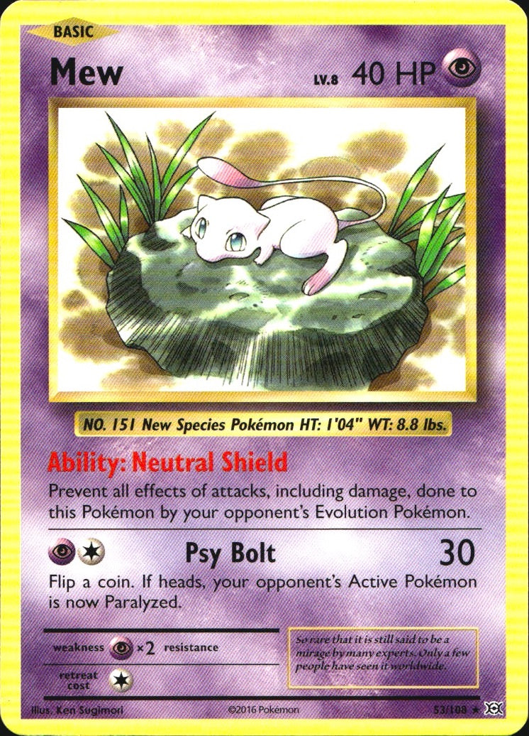Mew 53/108 Non Holo Rare Evolutions Pokemon Near Mint