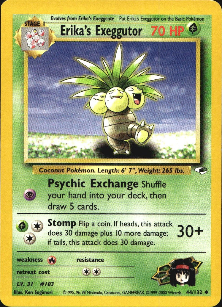 Erika's Exeggutor 44/132 Uncommon Gym Heroes Pokemon Near Mint
