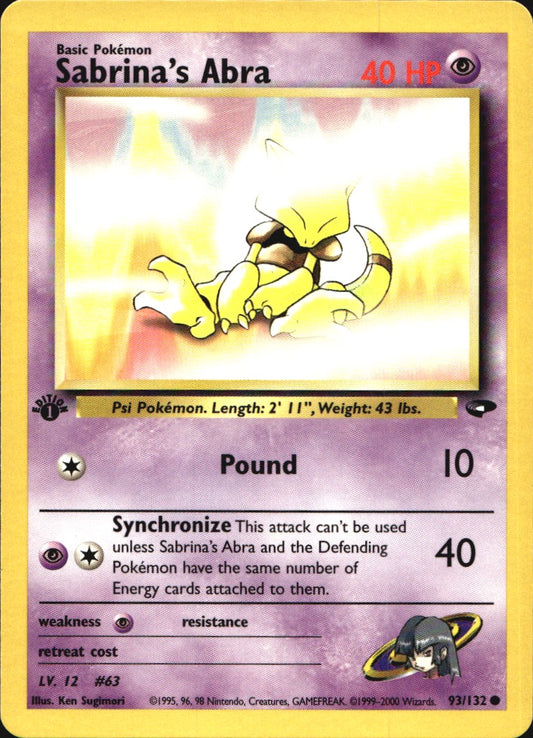 Sabrina's Abra 93/132 Common Gym Challenge Pokemon 1st Edition Near Mint