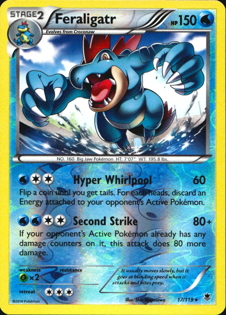 Feraligatr 17/119 Rare Phantom Forces Pokemon Reverse Holo Near Mint