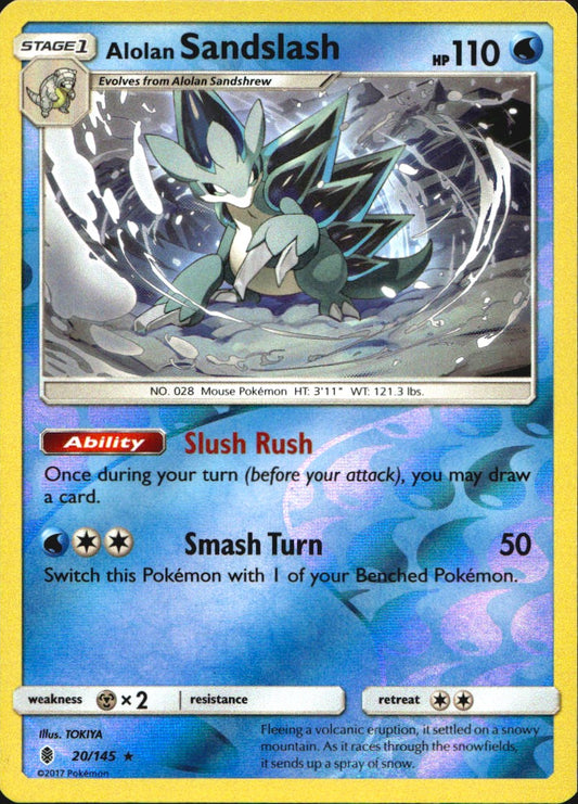 Alolan Sandslash 20/145 Rare Guardians Rising Pokemon Reverse Holo Near Mint