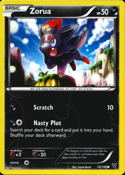 Zorua 72/146 Common XY Pokemon Reverse Holo Near Mint