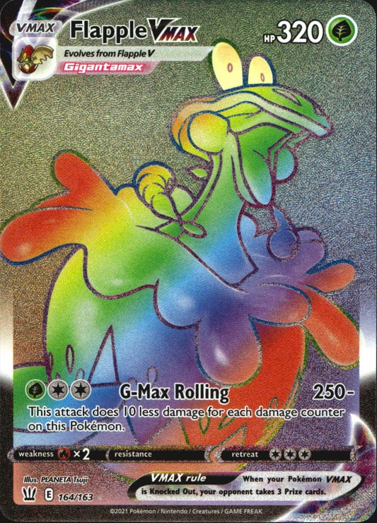 Flapple VMAX 164/163 Rainbow Rare Battle Styles Near Mint