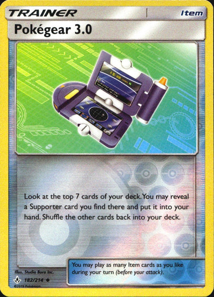 Pokegear 3.0 182/214 Uncommon Unbroken Bonds Pokemon Reverse Holo Near Mint