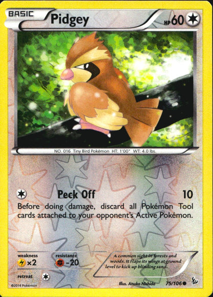 Pidgey 75/106 Common Flashfire Pokemon Reverse Holo Near Mint
