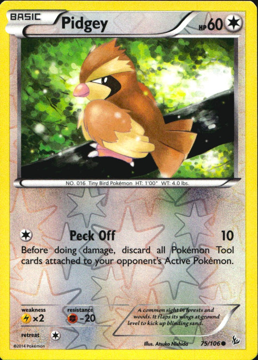 Pidgey 75/106 Common Flashfire Pokemon Reverse Holo Near Mint
