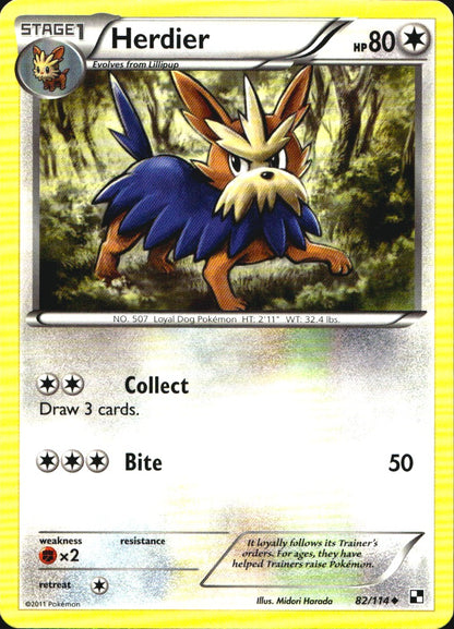 Herdier 82/114 Uncommon Black & White Pokemon Near Mint