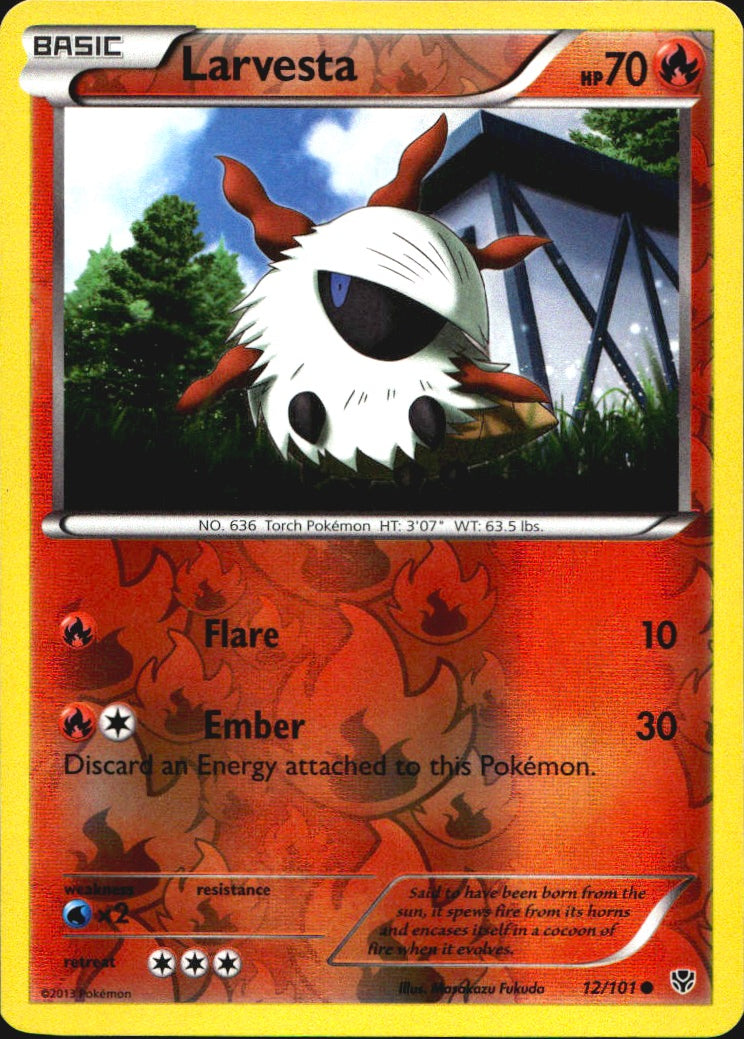Larvesta 12/101 Common Plasma Blast Pokemon Reverse Holo Near Mint
