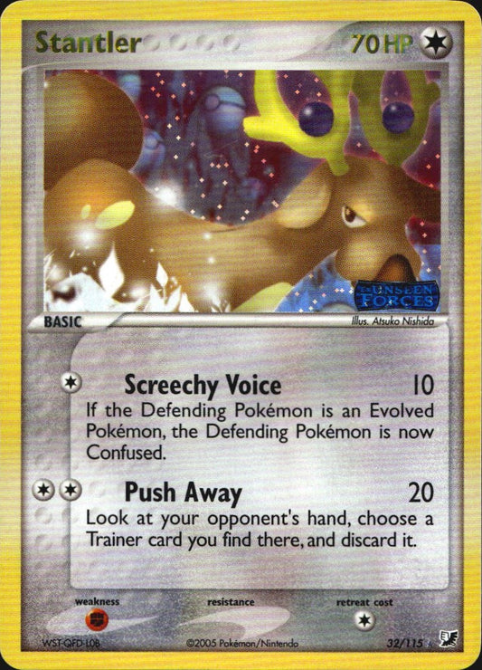 Stantler 32/115 Rare Unseen Forces Pokemon Reverse Holo Near Mint