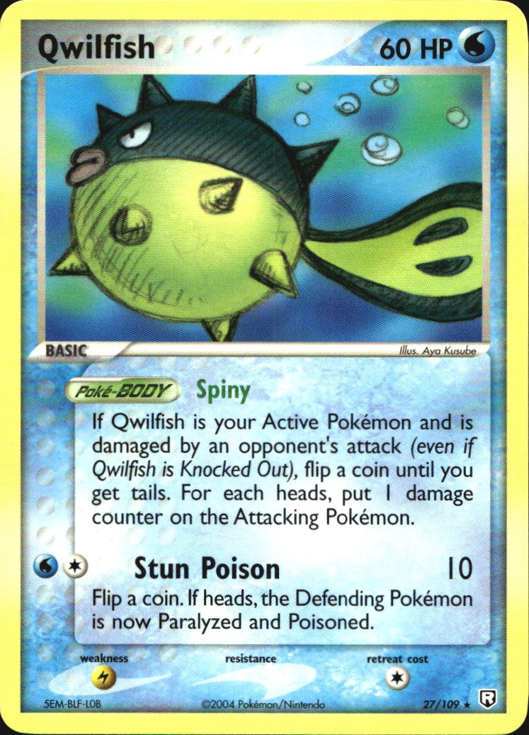 Qwilfish 27/109 Rare Team Rocket Returns Pokemon Near Mint