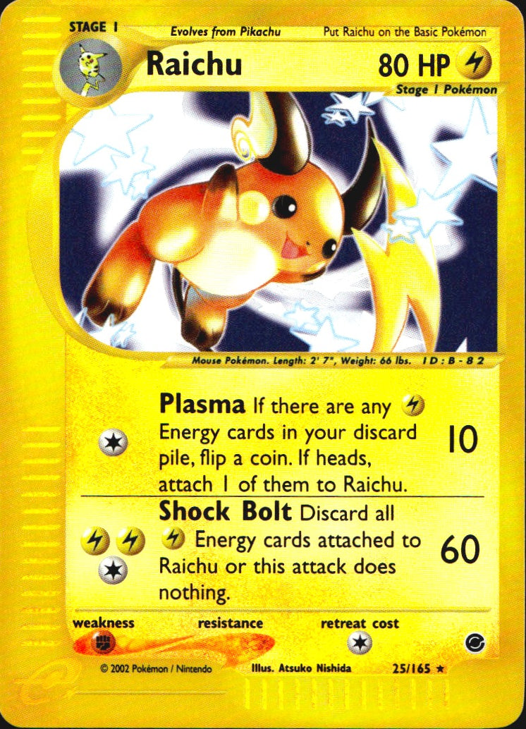 Raichu 25/165 Holo Rare Expedition Base Set Pokemon Reverse Holo Near Mint