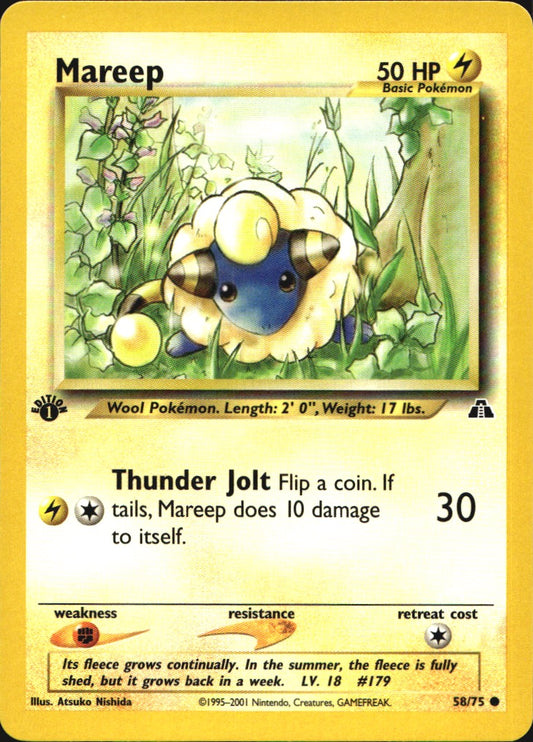 Mareep 58/75 Common Neo Discovery Pokemon 1st Edition Near Mint