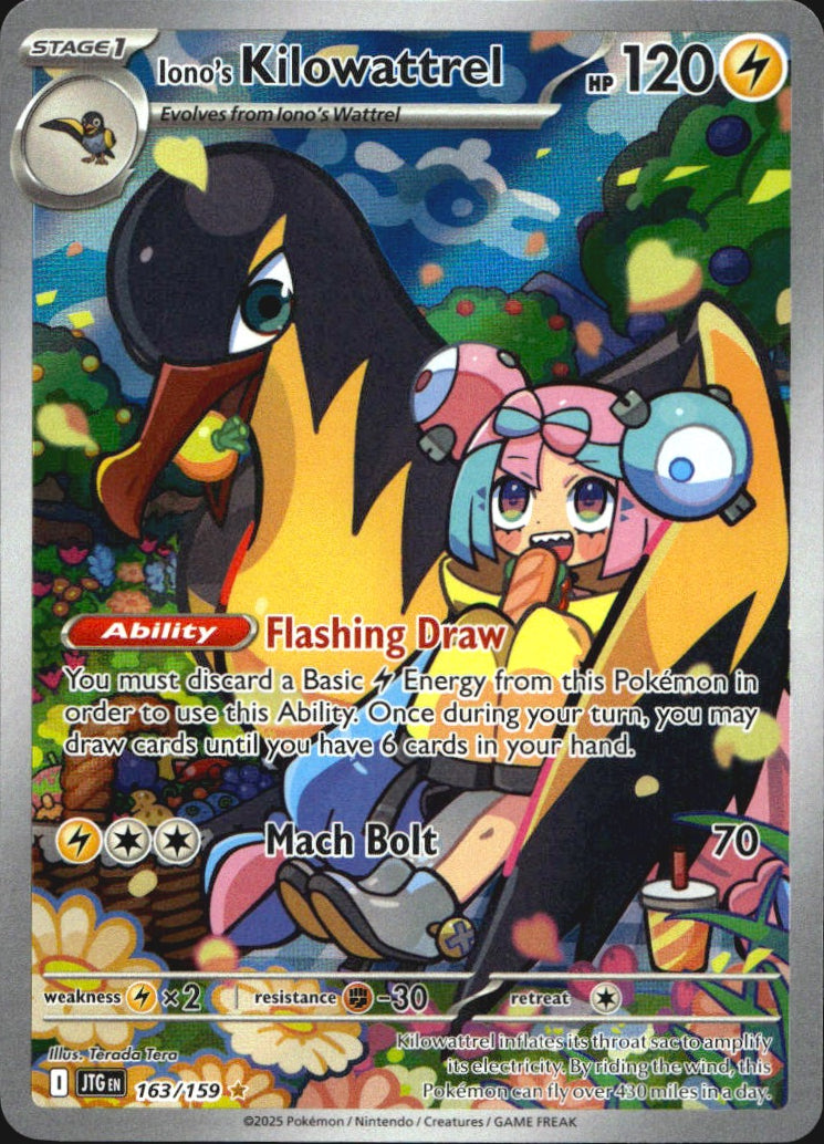 Iono's Kilowattrel 163/159 Illustration Rare Journey Together Pokemon Near Mint