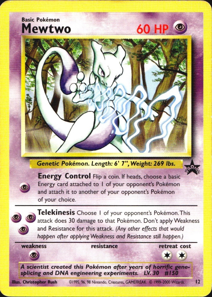 Mewtwo 12 Promo Wizards Black Star Promos Pokemon Moderately Played