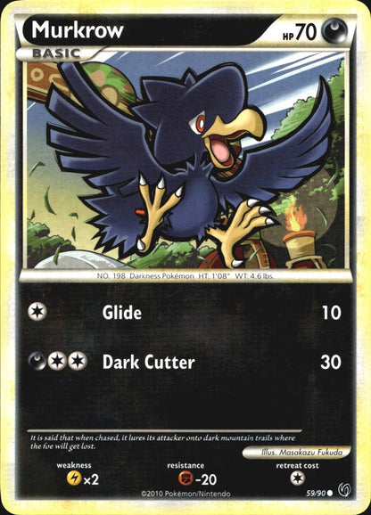 Murkrow 59/90 Common HGSS Undaunted Pokemon Near Mint