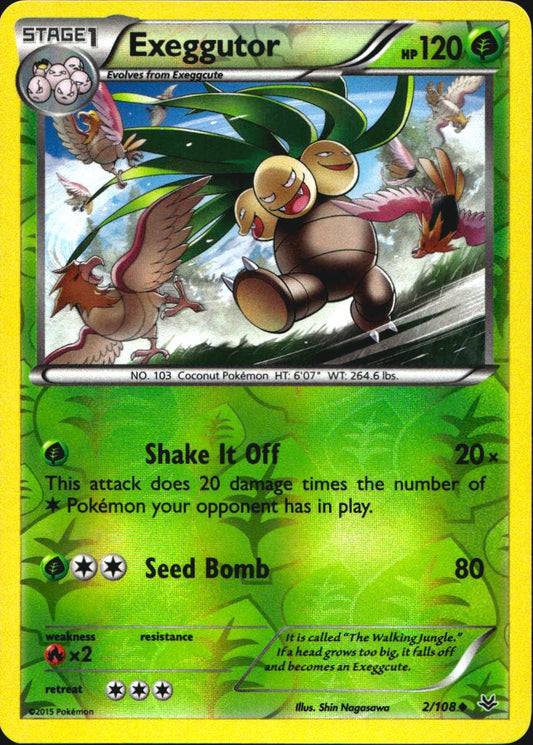 Exeggutor 2/108 Uncommon Roaring Skies Pokemon Reverse Holo Near Mint