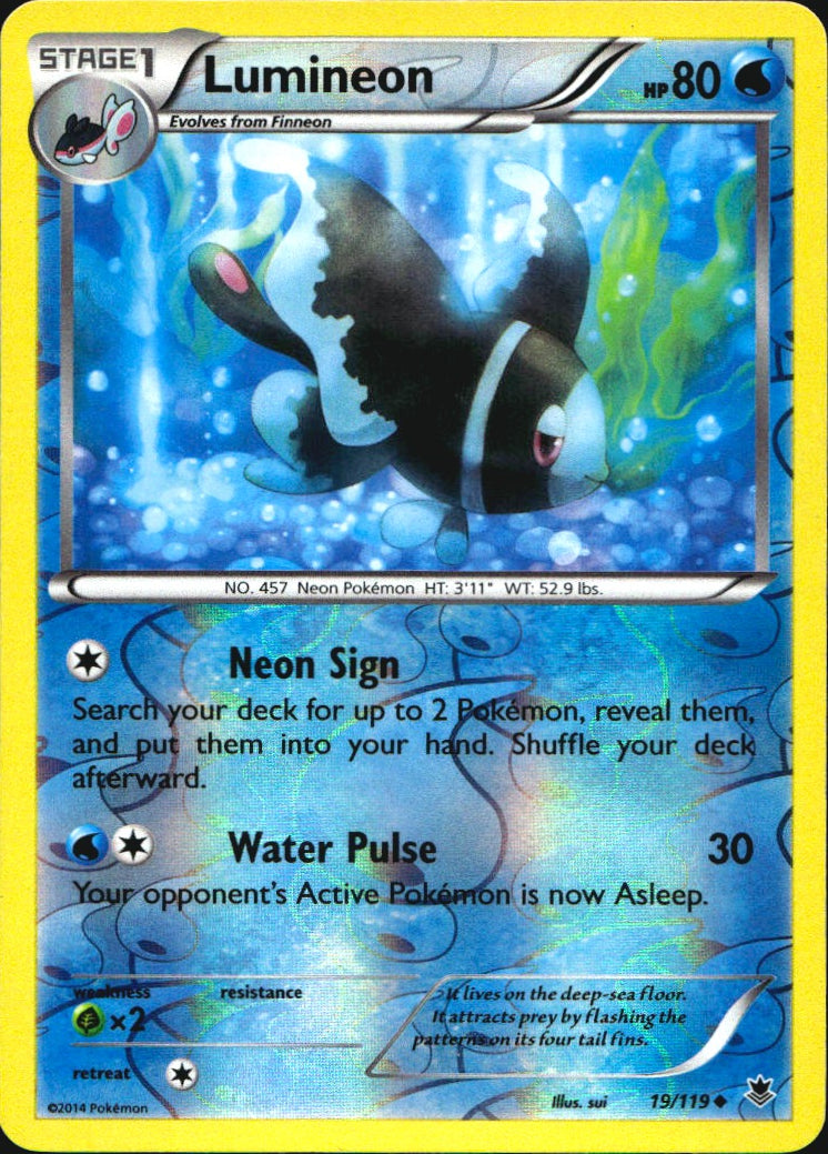 Lumineon 19/119 Uncommon Phantom Forces Pokemon Reverse Holo Near Mint