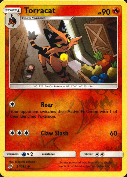 Torracat 21/181 Uncommon Team Up Pokemon Reverse Holo Near Mint