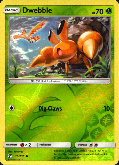 Dwebble 10/236 Common Unified Minds Pokemon Reverse Holo Near Mint