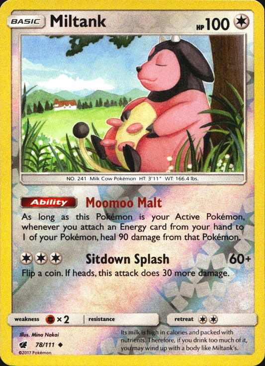 Miltank 78/111 Uncommon Crimson Invasion Pokemon Reverse Holo Near Mint